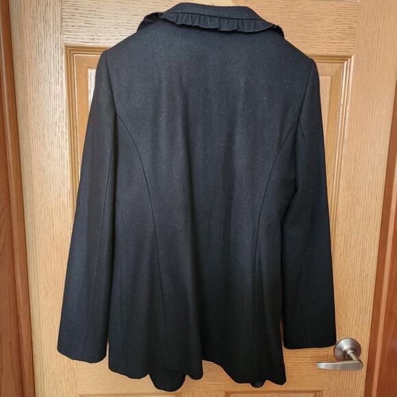 Ann Taylor Black Wool Blend Ruffled Double Breasted Jacket Blazer Women's Size S - Picture 5 of 10